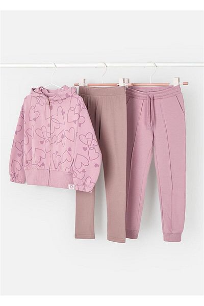 MAYORAL Pink Girl's Tracksuit Set - 2 Pieces, Lower Heart, 4888