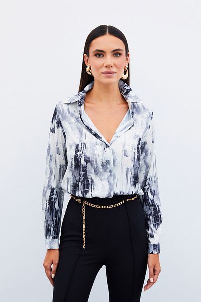 Sateen Cămașă simplă cu model negru