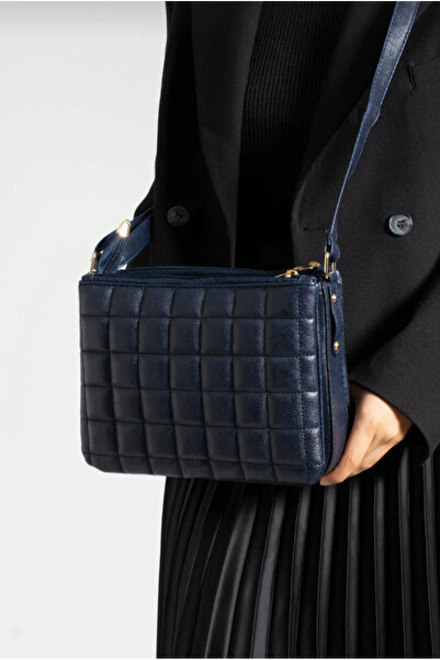 eflanmoda Sanmorris lacivert üç bölmeli çapraz kullanıma uygun omuz çantası