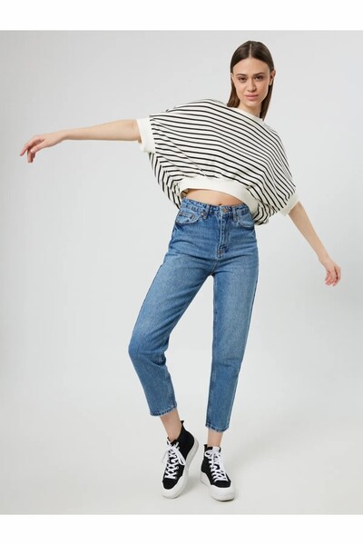 Loft Γυναικείο μπλε τζιν παντελόνι Mom Loft - Lf2037085