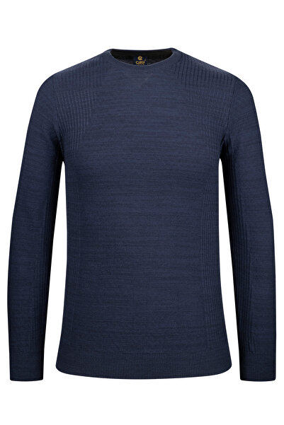 Çizgi Triko Ανδρικό πλεκτό πουλόβερ με λαιμόκοψη με σχέδιο κανονική εφαρμογή με ελαστικά μανίκια και μέση - 5019c