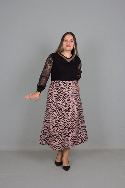 Truva XXL Leopard Print Large Size Bell Skirt