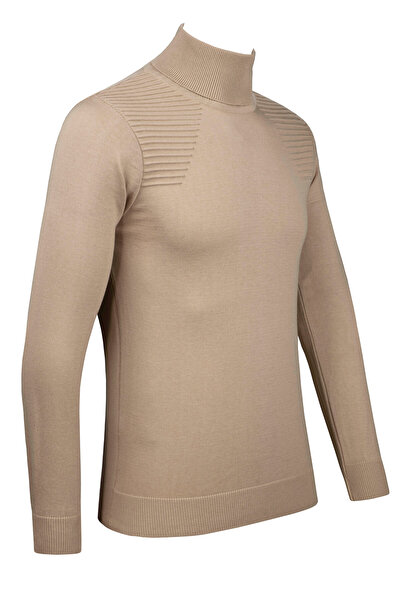 Çizgi Triko Men's Full Fisherman Knitwear Sweater Patterned Sleeves and Waist Elastic Regular Fit-5020E