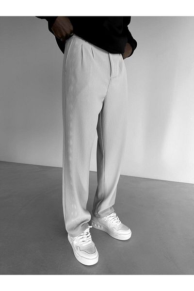 ablukaonline Gray Men's Baggy Corded Trousers