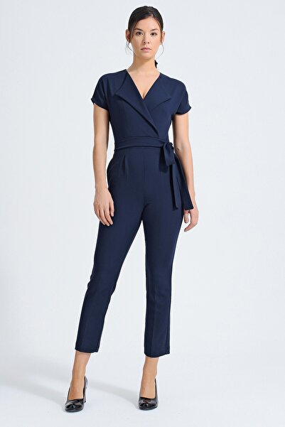 Jument Shawl Collar Off Shoulder Lace Up Ankle Length Jumpsuit