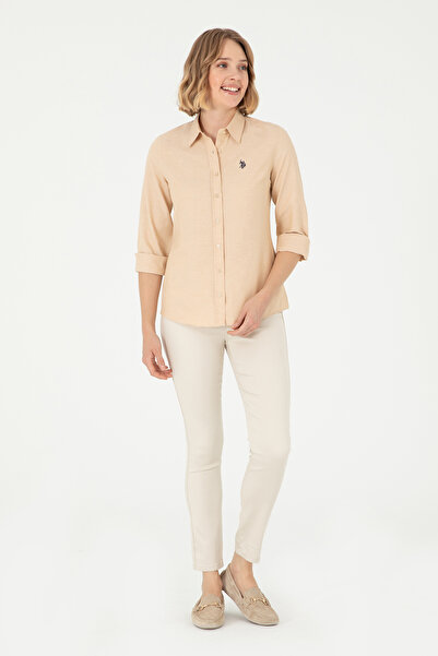 U.S. Polo Assn. Καφέ γυναικείο πουκάμισο