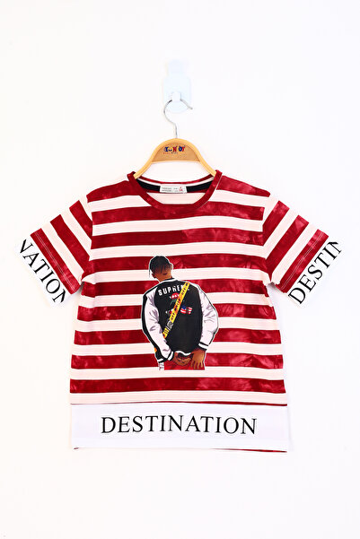 Toontoy Πλήρες μπλουζάκι B με τύπωμα με ρίγες για αγόρι