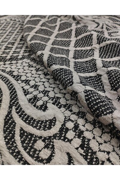 Kumaş Parça Чорно-бежеве тонке плетиво - 150 см x 190 см