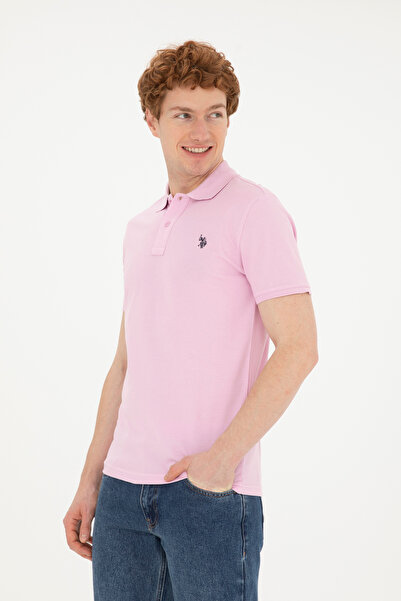 U.S. Polo Assn. Ανδρικό μπλουζάκι με λεπτή εφαρμογή Polo Neck Pink Basic 50279573-VR041