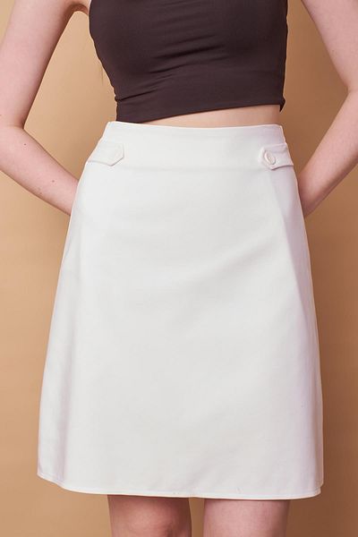 Jument Fustă cu clopot căptușită cu țesătură din lycra cu talie înaltă pentru femei (Jachetă Jument 30075) - Crem