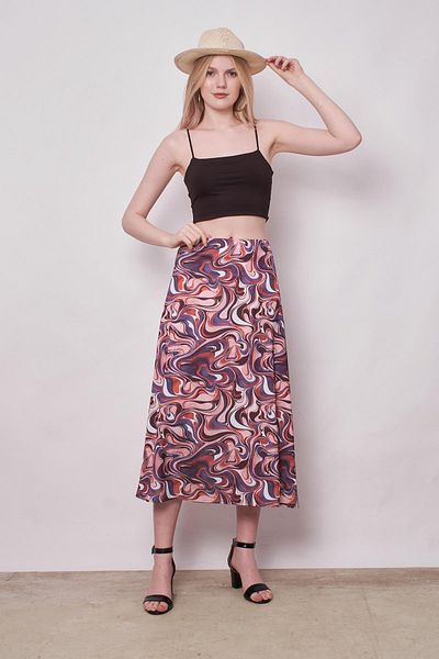 Jument Fustă lungă clopot cu talie înaltă din țesătură din satin fără lycra pentru femei - model violet