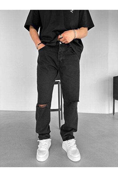 ablukaonline Fekete Baggy Fit férfi farmernadrág - Distressed
