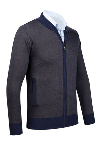 Çizgi Triko Çizgi Knitwear Ανδρικό Πλεκτό Μπουφάν Τσέπη με φερμουάρ Λεπτομερές σχέδιο Ατσάλινο πλεκτό με μανίκια και λάστιχο μέσης - 5015K