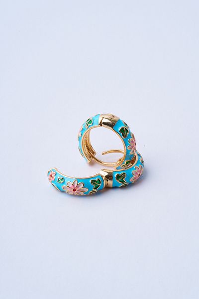 Mirey Blue Daisy Rice Earrings