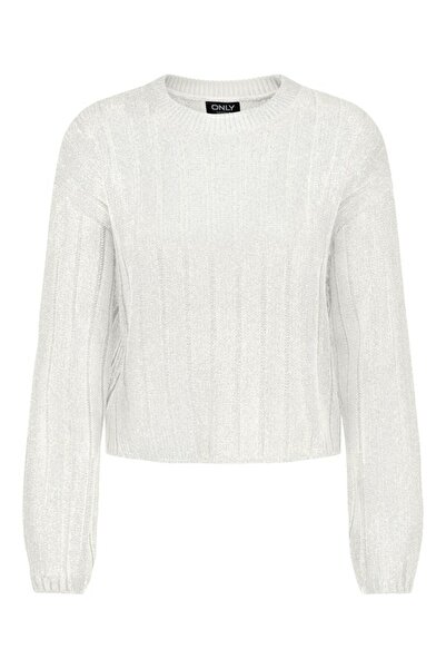 ONLY Kadin Bej Onlkama Ls O-neck Foil Knt Kazak & Hırka 15331238-Clouddanc