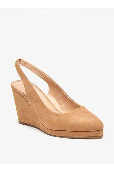 Celeste Women's Solid Slip-On Pump Shoes with Wedge Heels