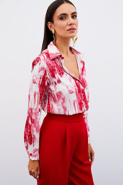 Sateen Cămașă simplă cu model FUSYA