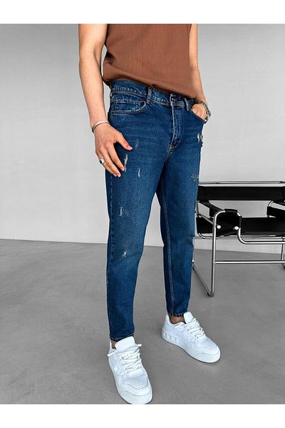 ablukaonline Sötétkék férfi Boyfriend Fit Distressed Jean nadrág
