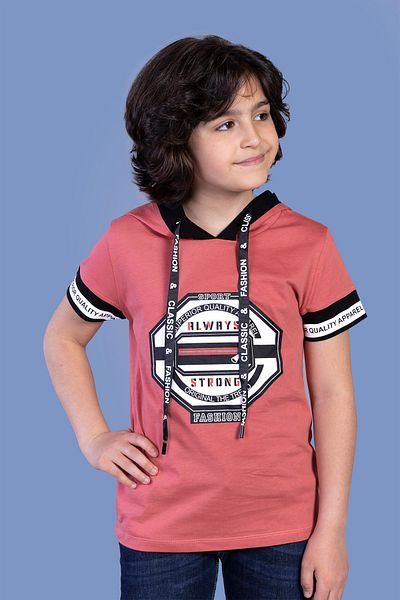 Toontoy Boy's Hooded Printed T-Shirt