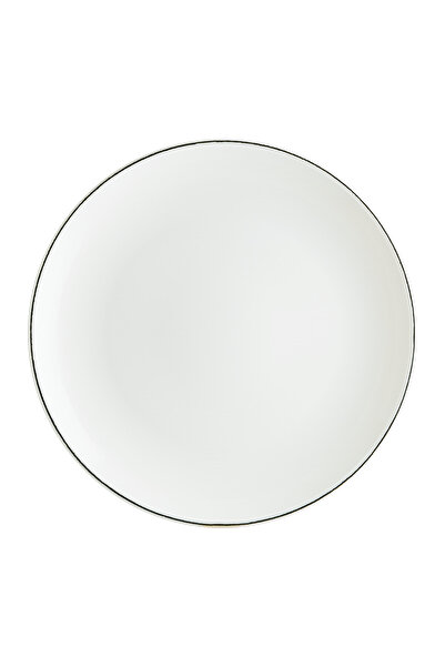 Bonna Retro Gourmet 12 Adet 27 cm Siyah Kenar Çizgili Porselen Düz Tabak