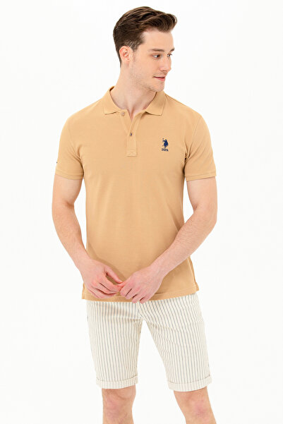 U.S. Polo Assn. Ανδρικό μπλουζάκι Camel Basic Polo με λαιμόκοψη 50263238-VR015