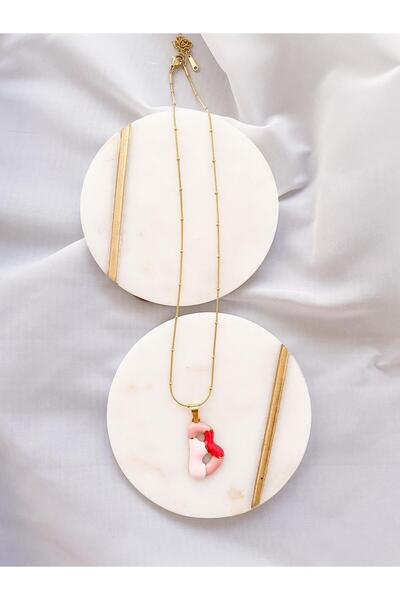 Zeta Collection Perline Blu Renkli Balon B Harf Kolye