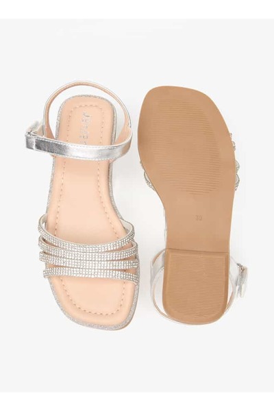 Juniors Embellished Sandals with Hook and Loop Closure