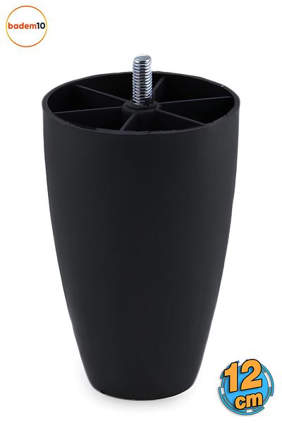 Badem10 Oval (M8 FIN DENT) Plastic 12 Cm Negru Mobilier Dulap Canapea Fotoliu Suport Picioare Picioare