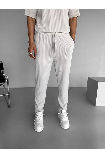 ablukaonline Gray Men's Baggy Fit Ribbed Comfortable Trousers