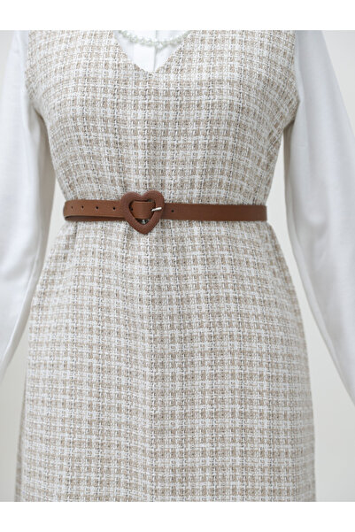 Modamorfo V-Neck Tweed Gilet -mink