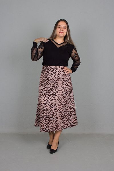 Truva XXL Leopard Print Large Size Bell Skirt
