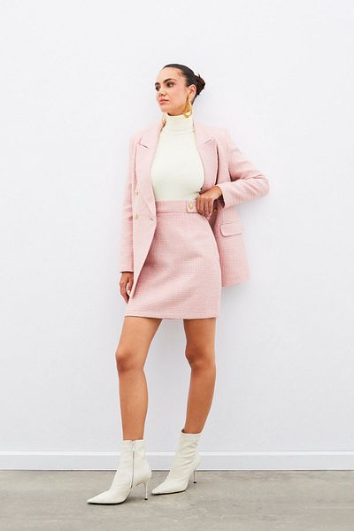 Sateen Pink Mini Tweed Skirt