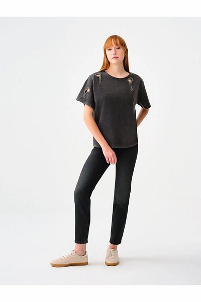Loft Anthracite Color Women's Trousers - Elena Emily Lf 2037061 , Washer Wash Pnt, Dn12164 Model