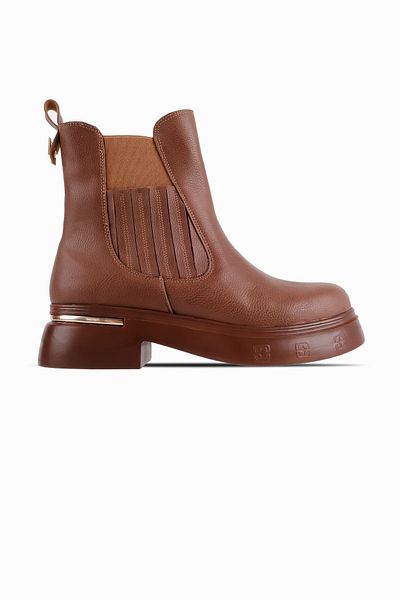 Lal Shoes & Bags Дамски ботуши Tedy с метален ток и еластична подметка - кафяви