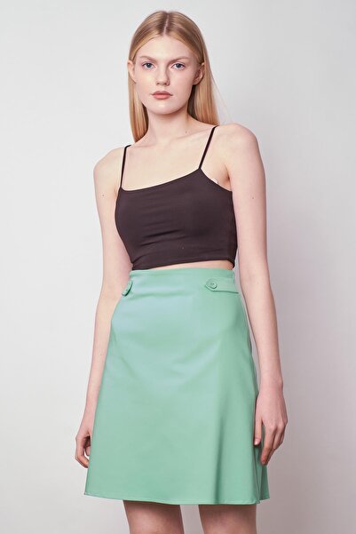 Jument Fustă cu clopot căptușită cu țesătură din lycra cu talie înaltă pentru femei (Jacket Jument 30075) - Mint