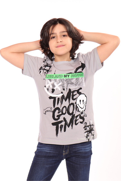 Toontoy Tricou pentru băiat - Text cu imprimeu cu buzunare ornamentale