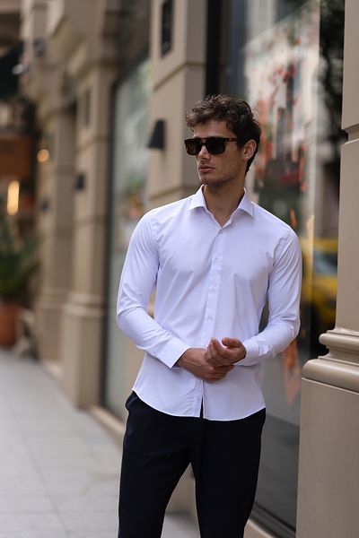 PASSERO Slim Fit Cold Print Lycra Shirt