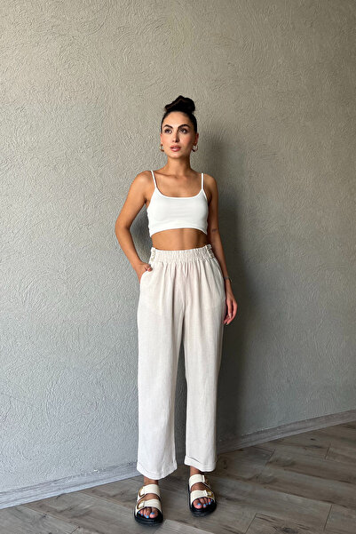 Seda Yalçın Atelier Natural Waist Detailed Linen Trousers