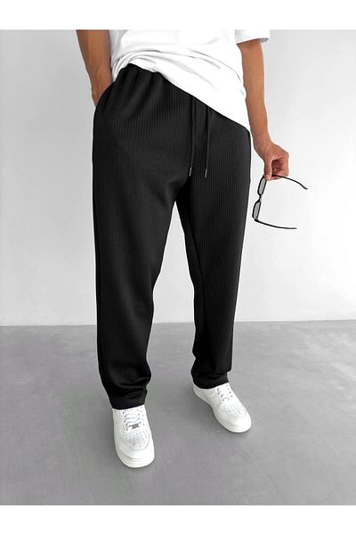 ablukaonline Black Men's Baggy Fit Comfortable Trousers