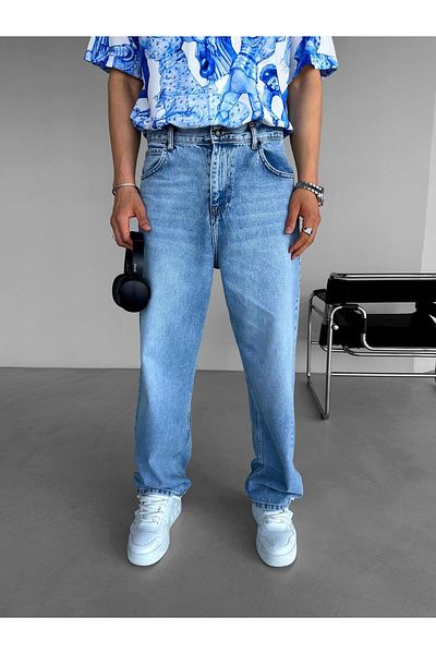 ablukaonline Ανδρικό Blue Basic Jean - Super Baggy Fit
