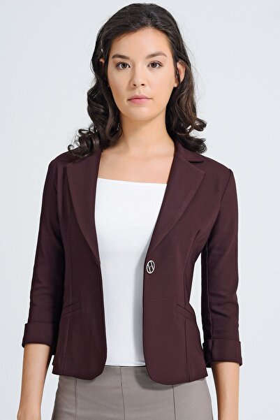 Jument Collared Flato Pocket Capri Three Quarter Sleeve Short Blazer Jacket