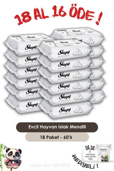 Sleepy Petcare Petcare Wet Towels 60's وRozi اشتري 18 واحصل على 16 بتقنية الدفع