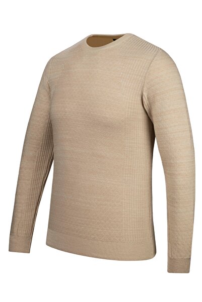 Çizgi Triko Чоловічий светр з нульовим коміром Светр з візерунком на рукавах і талії з еластичною резинкою - 5019c