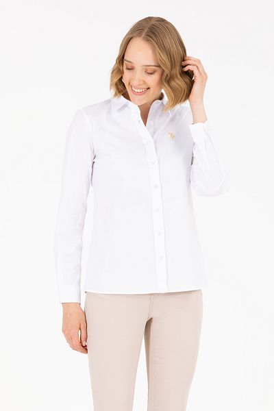 U.S. Polo Assn. Cămașă albă cu mânecă lungă de damă - Model de bază 50262946 -vr013