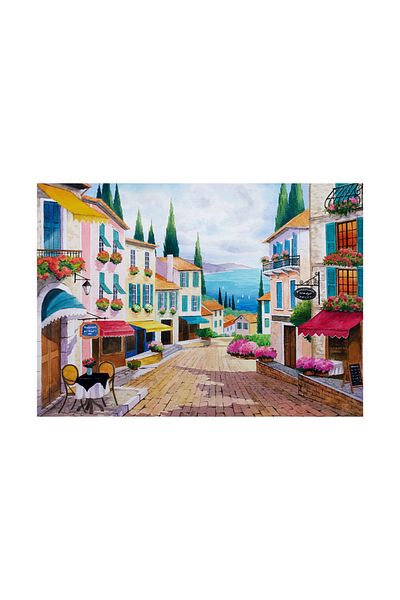 Blue Focus 1000 Piece Puzzle - Beautiful Seaside Street Design