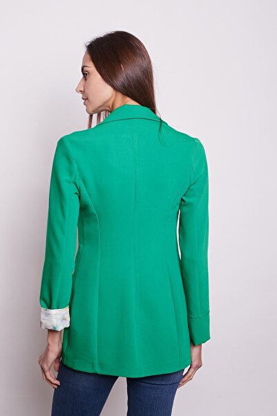 Jument Μπλέιζερ από βαμβακερό ύφασμα με μακρύ μανίκι και τσέπες με γιακά, μπορεί να διπλωθεί - Β.Πράσινο