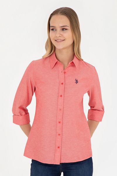 U.S. Polo Assn. Cămașă roșie cu mânecă lungă de damă - model de bază50288851-VR030