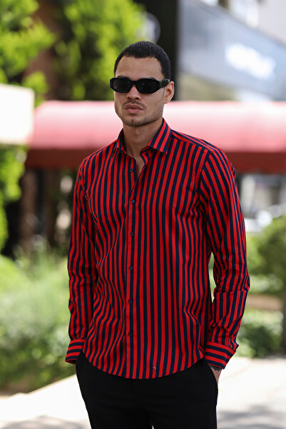 PASSERO Slim fit Prugasto Likra Košulja