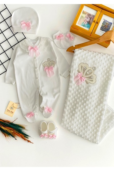 DERİNBEBE Neşeli Bebekler Prenses Taçlı Fiyonklu Hediyelik 5 Parça Yenidoğan ...