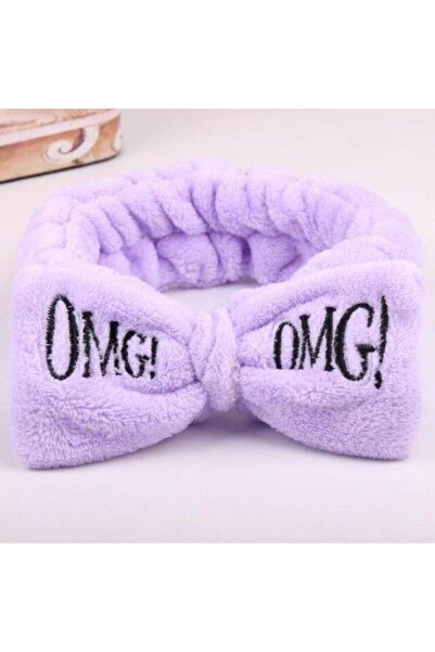 Hd Marketim 1 bucăți liliac Omg Bandana cu fundă pentru femei, bentiță pentru machiaj, pentru spălarea feței, elastică, din catifea fleece